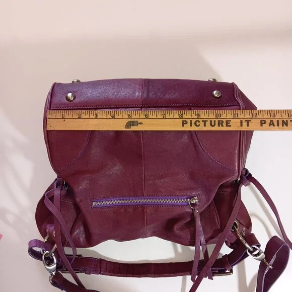 Soriel New York Leather Hobo Handbag, Raspberry color, Silver tone hardware - Picture 10 of 12